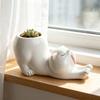 Animal Figure Ceramic Planter Flower Pot, Tabletop Plant Holder for Desk Display, Shelf Placement, Windowsill and Indoor Home Use