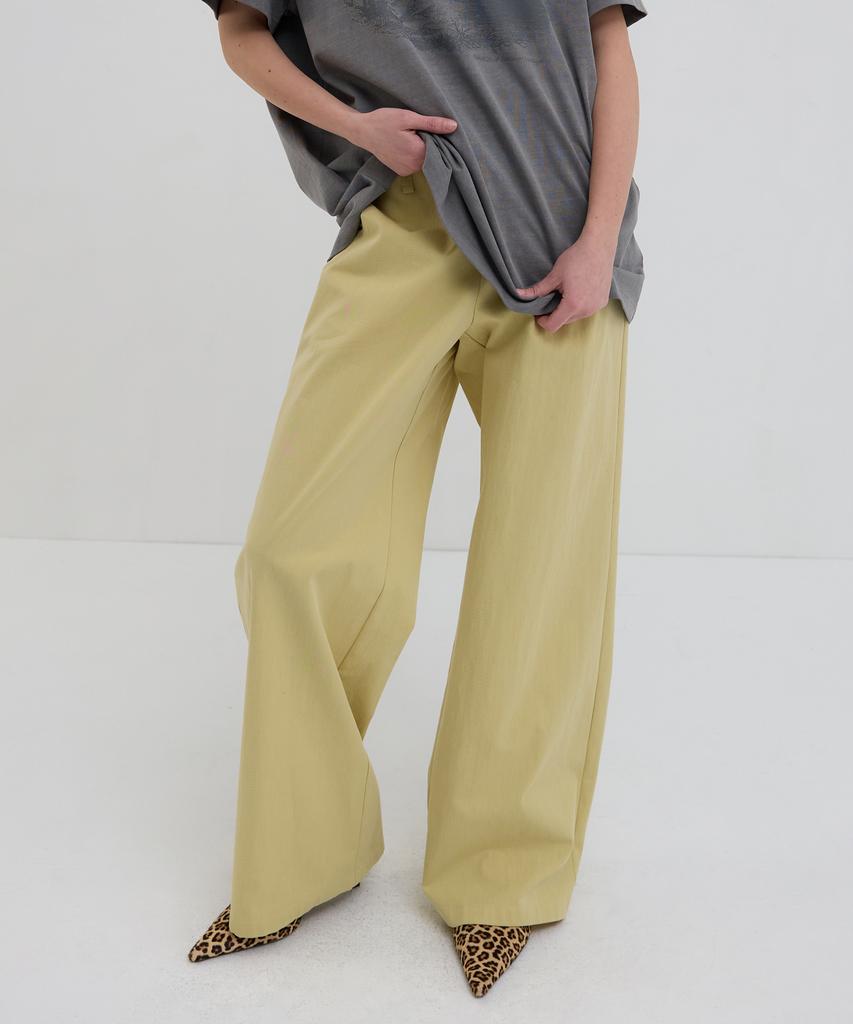 Obeodyupeulleeo Cotton Wide Pants_Butter
