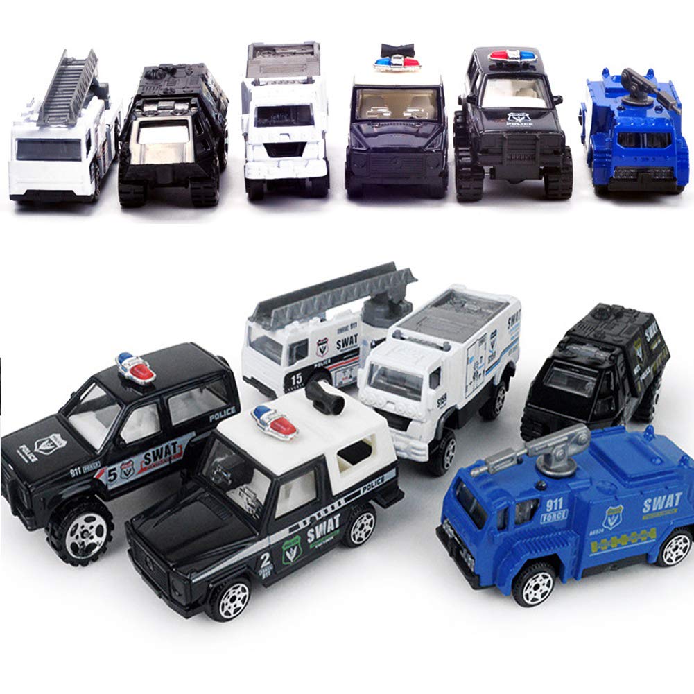 CORPER TOYS Miniature Emergency Vehicle Police Car Work Police Model Christmas Gift 6-Car Set, Alloy, Vehicles, Cars, Cars, Collectible, Kids, Boys,