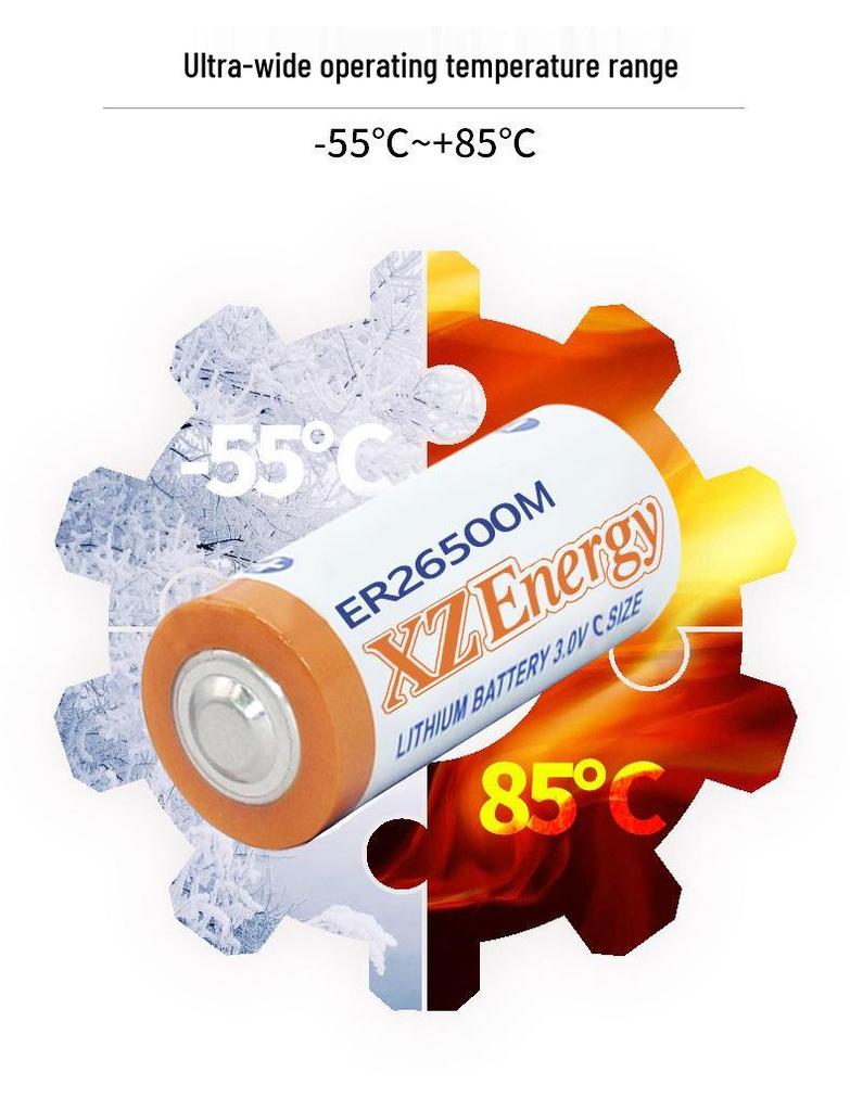 In-Stock ER26500M Disposable 3.6V Lithium Thionyl Chloride Battery, 6500mAh Instrument Power.