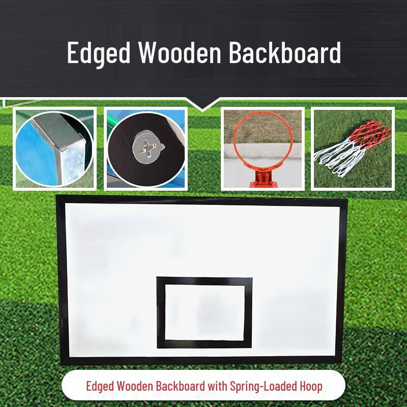 Outdoor Wooden Basketball Backboard with Spring Hoop