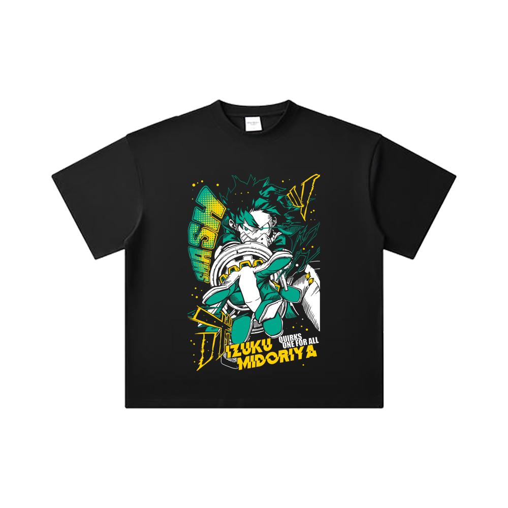 260 GSM Double Yarn 32 Count 100% Cotton My Hero Academia V2 Deku Print Unisex Heavy Cotton T Shirt