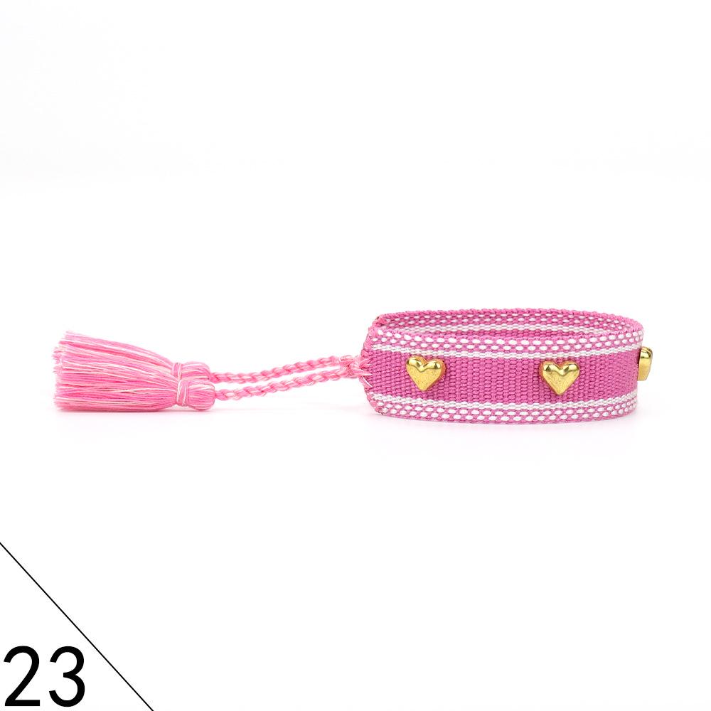 European and American Rivet Metal Heart Tassel Woven Bracelet for Women