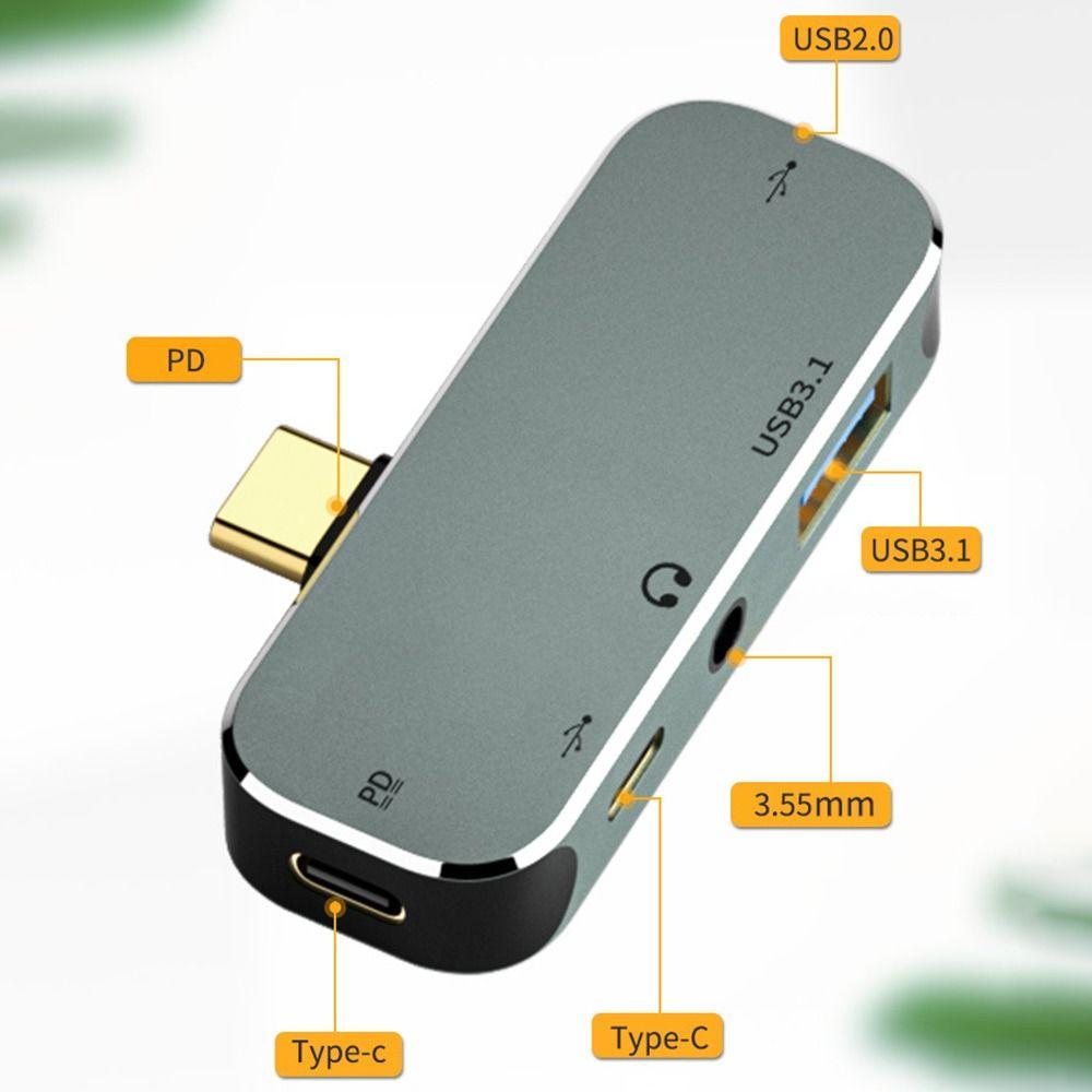 Multi-function 4 In 1 Type-C Hub HD-Compatible 3.5mm Jack Earphone Adapter USB Extender Hub