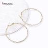 New Vintage Big Twist Circle Geometric Hoop Earring For Women 14K Gold Plated Brass Statement Loop Earrings Birthday Gift