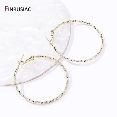 New Vintage Big Twist Circle Geometric Hoop Earring For Women 14K Gold Plated Brass Statement Loop Earrings Birthday Gift