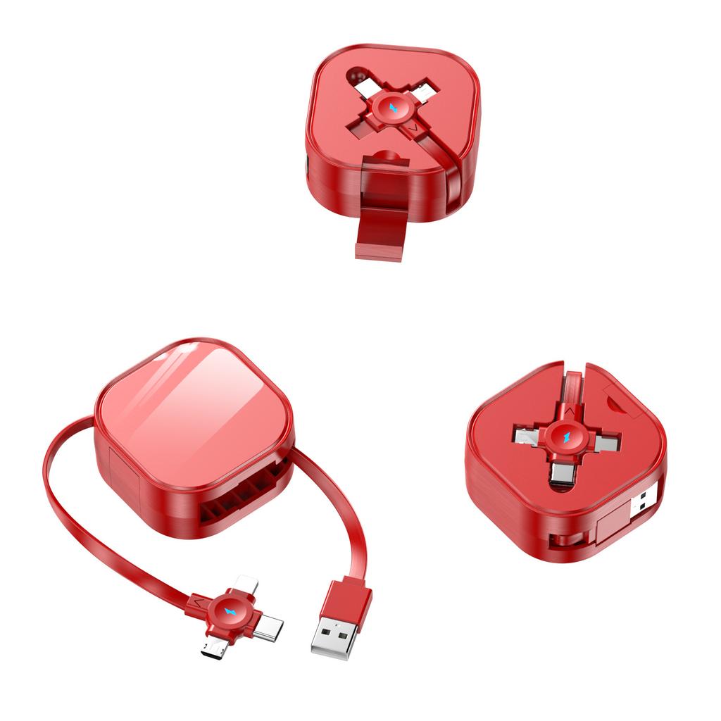 5A Bracket Retractable Three-in-One Fast-Charging Data Cable /Micro USB/Type-C Connectors for Mobile Phones Car