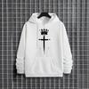 2025 Streetwear Fashion Cross Crown Printed Hooded Sweatshirt Male Trendy Casual Hoody Pullover Urban Outwear Mens Hoodies