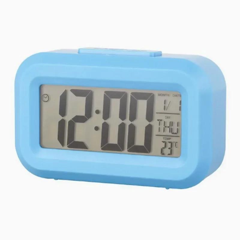 Modern LED Digital Alarm Clock with Calendar Temperature Display, Smart Desk Clock for Home Office Bedroom Decor, Snooze Night