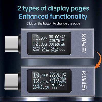 DC 4-30V 0-12A Digital Voltmeter, Ammeter and Power Meter Type-C Mobile Phone Charging Tester KWS-2301C/2302C/2303C