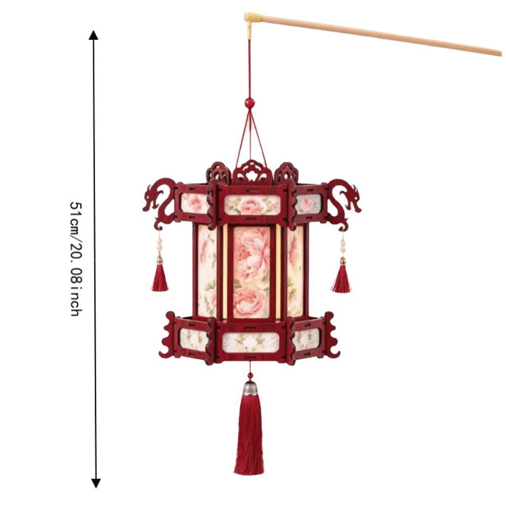 New Year DIY Spring Festival Lanterns Luxury LED Luminous Wooden Lanterns Festival Decorations