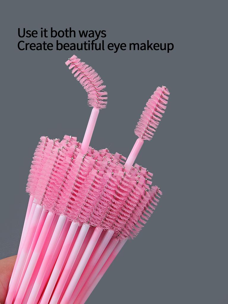 Pink and White Two-tone Mascara Brush Eyebrow Brush Portable Spiral Brush Multi-function Grafting Mascara Cleaning Tool 25PCS