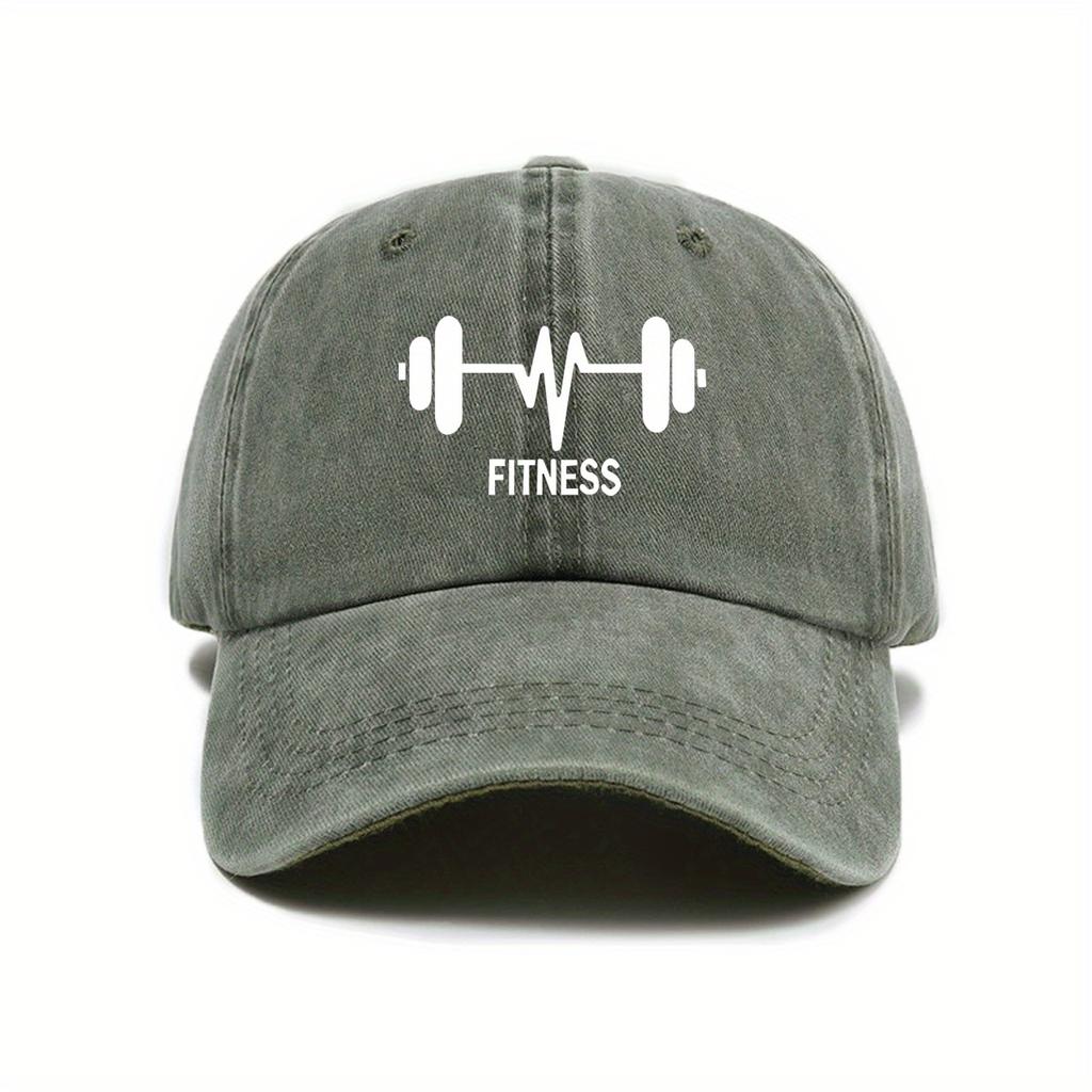 Dumbbell Print Baseball Cap for Male and Female Fitness Enthusiasts, Outdoor Leisure Running Sports Sun Protection Hat
