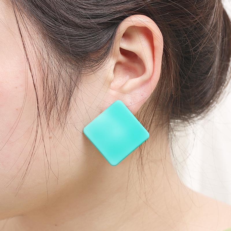 Koreanische Retro Geometrische Mattierte Ohrstecker - Bunter Minimalistischer Stil