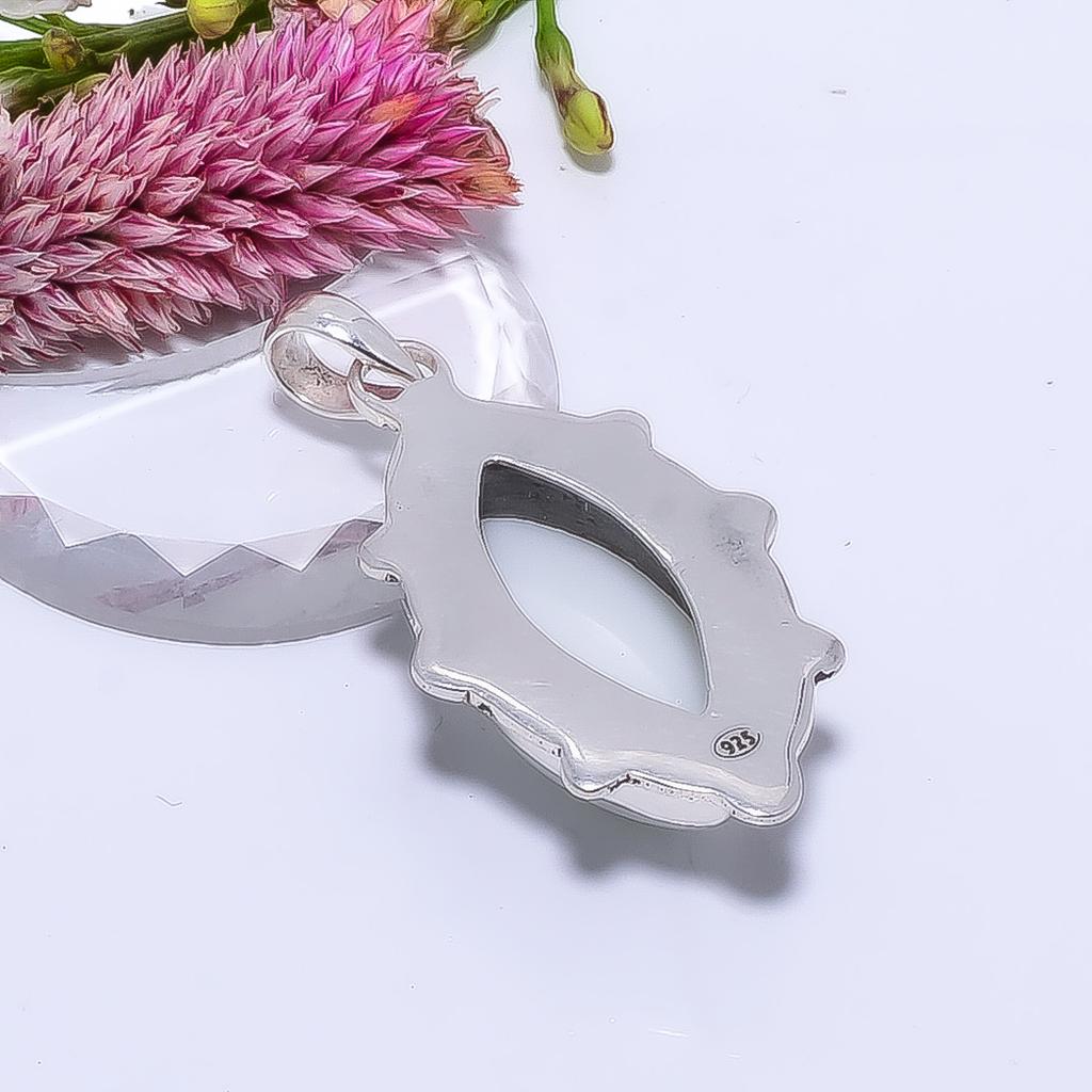 White Coral 925 Sterling Silver Pendant V9035, White Pendant, Marquish Pendant, Valentin's Day Gift, Gift For Her, Birthday Gift, Handmade Jewelry, Si