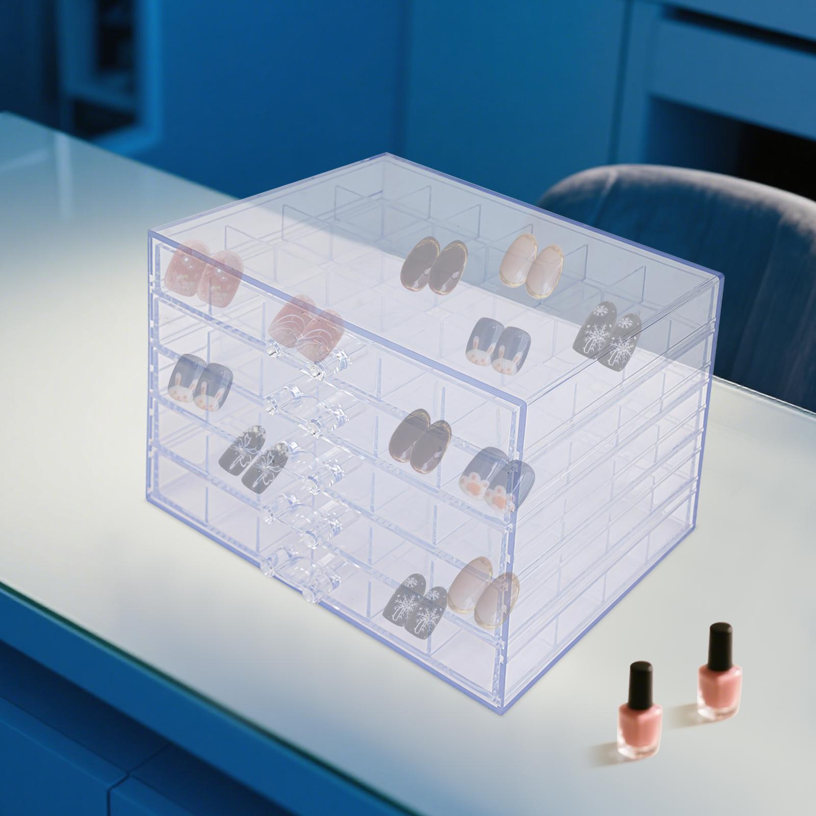 

Clear Acrylic Nail Art Storage Box W/ 120 Drawers, See-through Makeup Organizer for Women, Portable Jewelry Display Vanity Case чистий