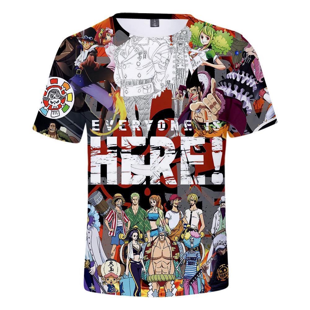 6 Colors Fashion ONE PIECE Cartoon T Shirts for Women Men Summer Clothing Fitness O Neck Man T-shirt Oversized Men T-shirts Tops