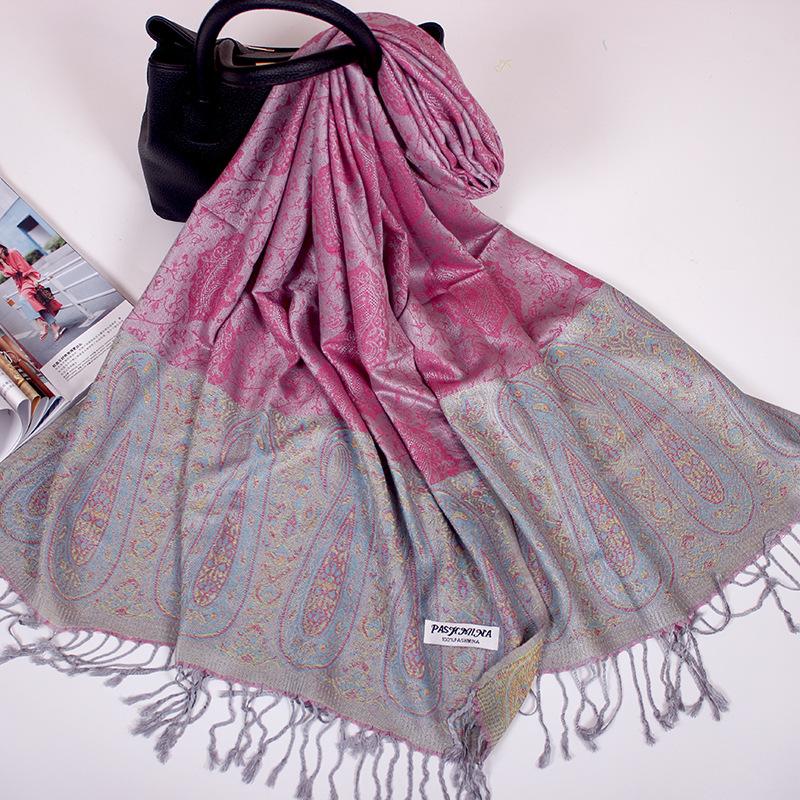 Ethnic Style Cashew Scarf Air Conditioner Large Shawl Scarf Dual-Purpose Jacquard Fringed Spring And Summer Long Cotton Scarf Women