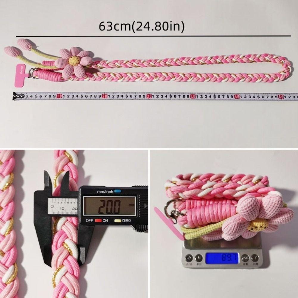 Detachable Flowers Phone Lanyard Crossbody Cell Phone Strap Phone Woven Chain Hanging Ornament