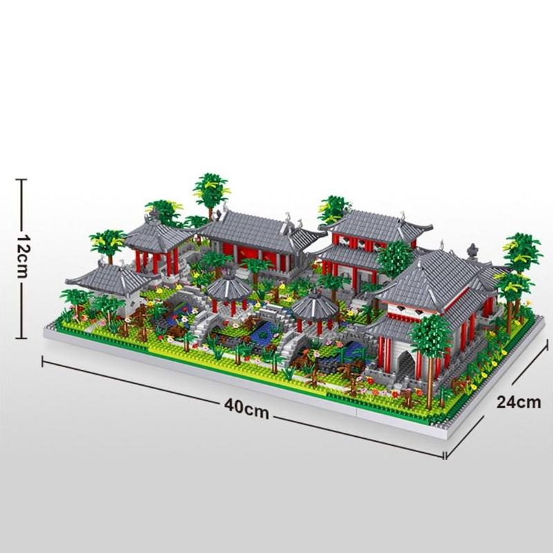 Lezi Mini Blocks Architecture Building Brick Chinese House Courtyard Suzhou Garden Juguetes Toy Challenge Gift Girl Present 8239