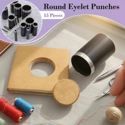 Hole Punch Set For Leather 15 Pieces Hole Punches For Belt Punching Tool For Leather Working Enthusiasts Tailors Cobblers