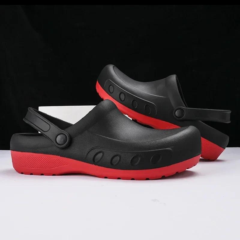 Fashion Men Chef Clogs Men Kitchen Shoes EVA Injection Shoes Anti-slip Outsole Comfortable Garden Clogs Waterproof Sandal Big Size 36-49