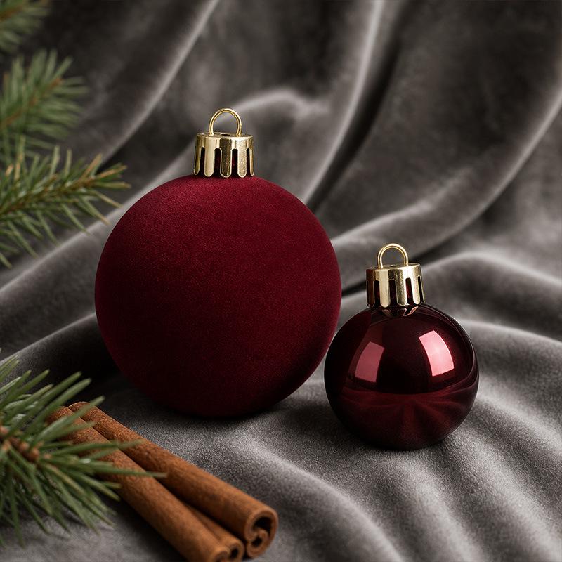 42-Piece Velvet Flocked Christmas Ball Set with Pendants - Bestseller Holiday Decorations