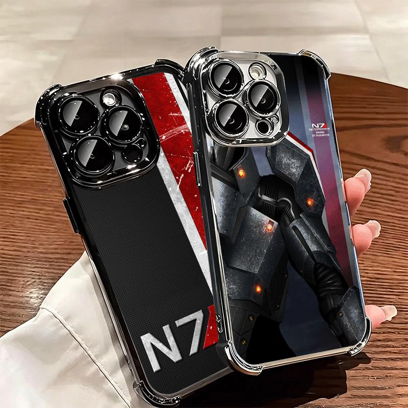 N7 Mass Effect Soft Phone Case For iPhone 15 16 17 Air 14 Pro Max 16E Plus 13 12 Mini Plating Anti-Fall Fundas