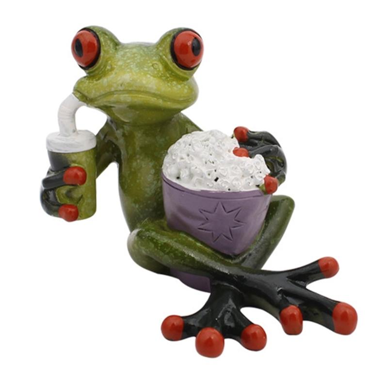 Whimsically Funny Resins Frogs Figurine Cartoon Animal Statue Collectible Ornament for Home Office Desktop Shelf Decors