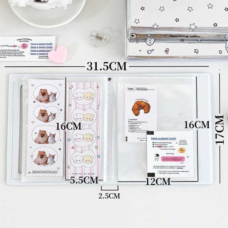 Cartoon 4 Grid Idol Card Photo Booth Album For 40 Pcs 2X6 Inch Photo Strips Bookmark 20 Pcs 4X6 4R Photo Holder