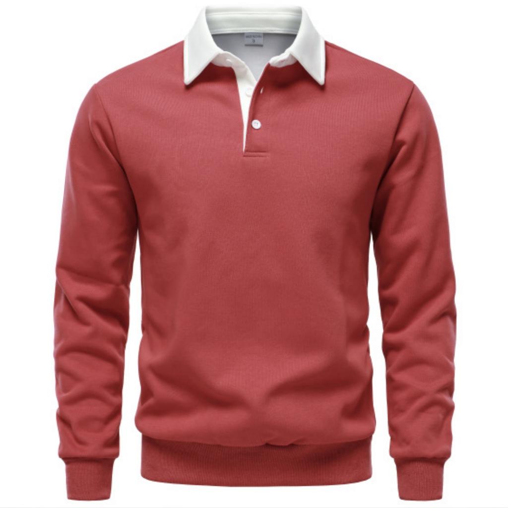 Męska koszula casualowa z klapą w jednolitym kolorze, wszechstronna, z długim rękawem, męska bluza z kapturem z grubej bawełny