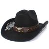 Fashion Embroidered Suede Western Cowboy Hat Big Brim Curved Brim Bull Head Accessories Jazz Hat Men and Women Couple Knight Hat