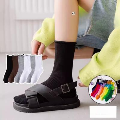 Colorful Socks, Women's Mid-calf Socks, Trendy Spring and Autumn Thin Style, Candy-colored Rolled-up Pile Socks, Dopamine Trendy Socks