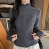 Women S Fleece Zip Up Stand Collar Long Sleeve Slim Fit Sweatshirt