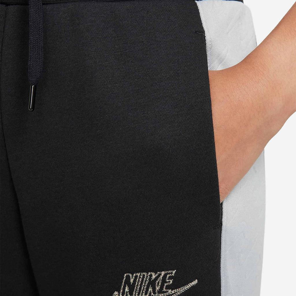 Nike Kids Fleece Color-Block Logo Embroidery Drawstring Joggers Kids Bottoms Black DJ5834-010