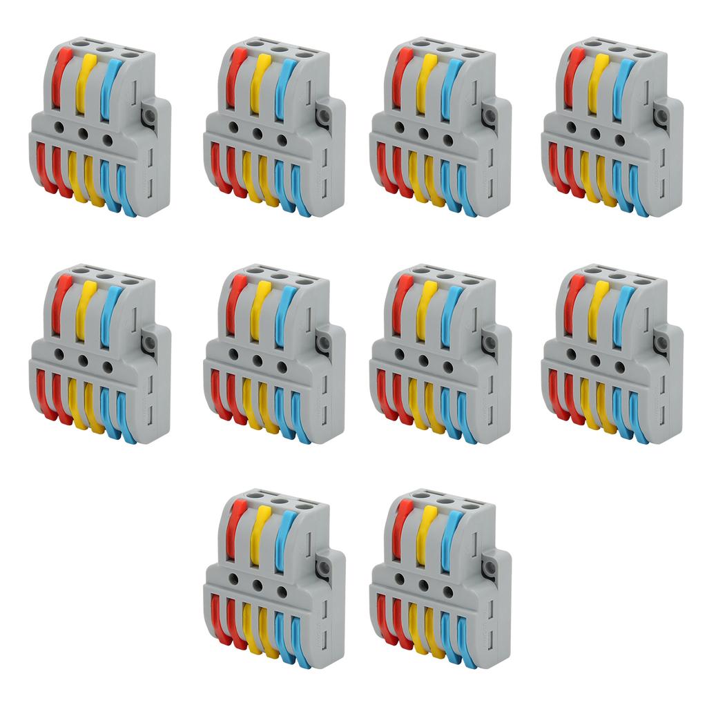10Pcs Wire Block Clamp Terminal 3?in?6?out Color Quick Wiring Electrical Connectors LT?633