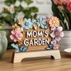 Mamčin zahradní ornament Láska zde roste cedulka s dřevěnou základnou Stolní středová dekorace Dárky k narozeninám ke Dni matek pro vyjádření vděčnosti