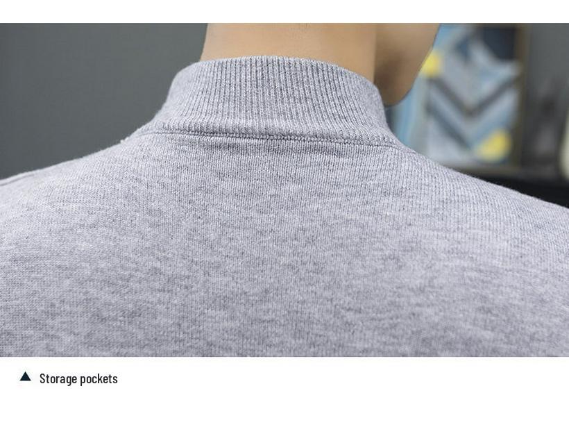 Men's Cross-Border Plus Size Velvet Thick Sweater, Autumn/Winter Half-High Collar Pullover, Trendy Warm Knitwear