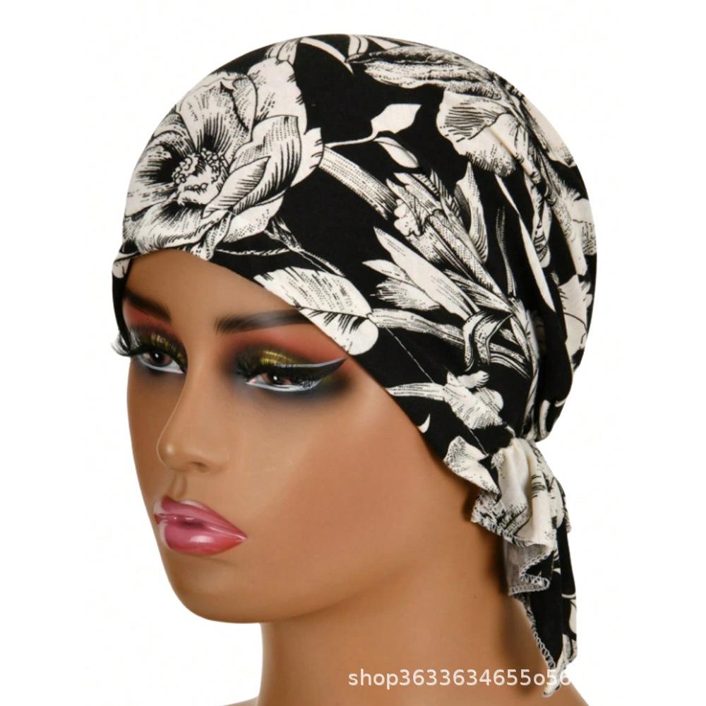 Printed Triangle Hat - Spring/Summer Thin Cotton Headscarf, Breathable Sun Protection Adult Hat Covering