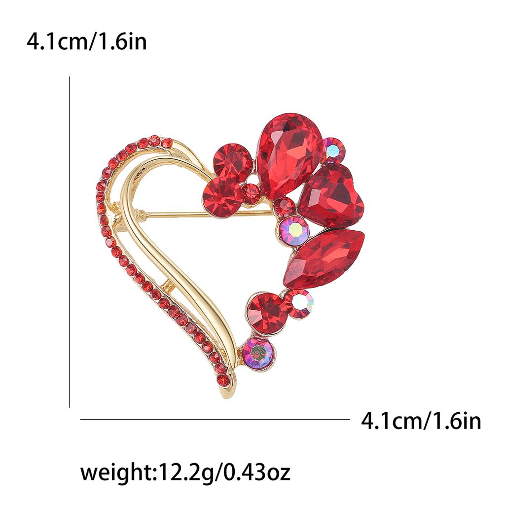 Rhinestone Love Brooches for Women Unisex Enamel Heart Pins Banquet Party Backpack Gifts Jewelry Accessories