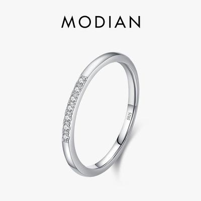 Modian Stapelbarer Ring aus 925er-Sterlingsilber mit klarem Zirkonia für Damen, Jahrestag, Hochzeit, schlichter feiner Schmuck, Geschenk