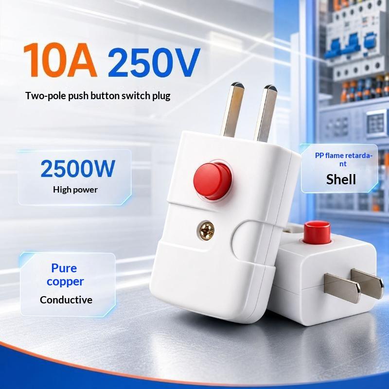 Electric Power Plug with Control On Off Switch Premium Thick Pure Copper Pins Durable for Home Office Daily Use