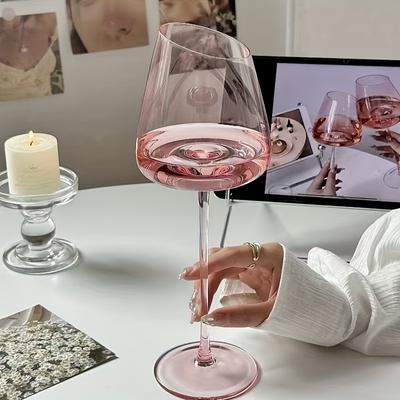 Copas de Vino de Cristal Rosa Copas de Boca Inclinada Regalo Ideal para el Día de San Valentín Bares y Restaurantes Día Vino Copas de Vino para Parejas