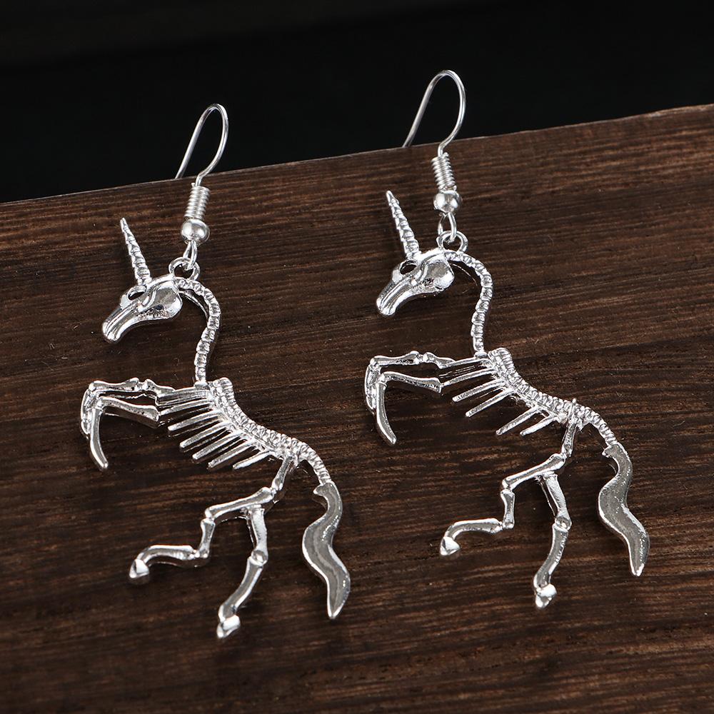 Hot Lady Women Gift Wedding Party Novel Skeleton Drop Earrings Horse Pendant Dangle Earrings