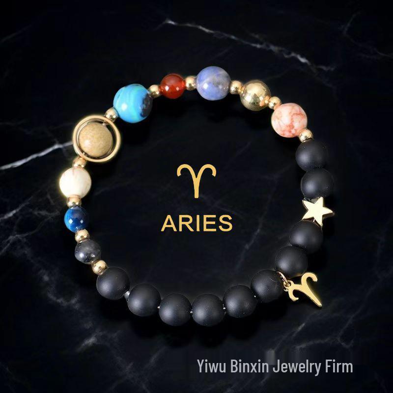 

Биньсинь Ювелирные изделия: Матовый браслет из бусин из камня с восемью планетами и двенадцатью созвездиями