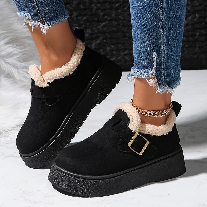 Fashion Autumn Winter Thick Sole Plush Snow Boots Women Comfy Warm Fleece Lining Ankle Boots Woman Anti Slip Platform Cotton Shoes Mujer