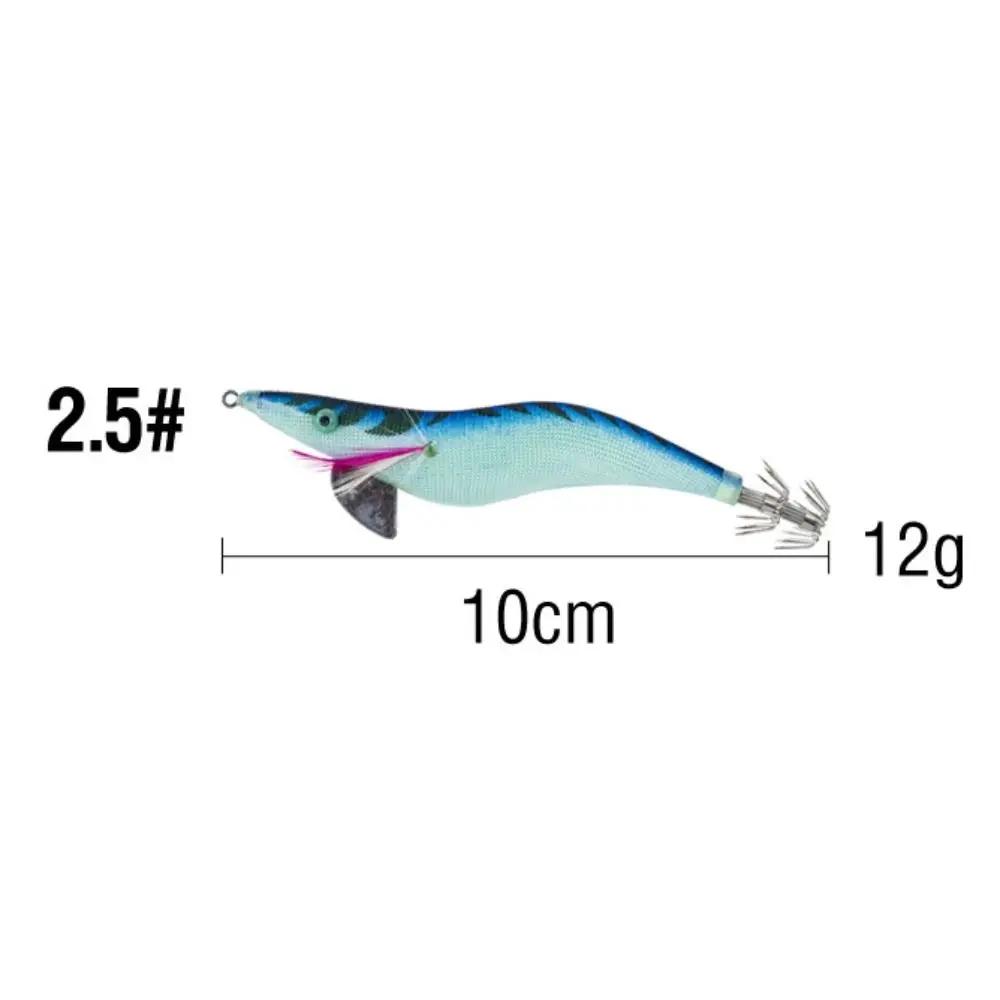 Durable ABS Wood Shrimp Lures Green Blue Red Yellow 10cm Squid Hook Jigs Octopus Lure Fishing Accessories