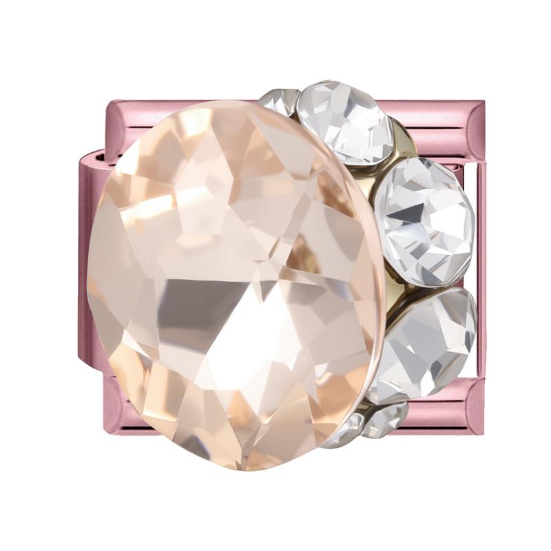 Y2K Pink Glitter Zircon Heart Flowers Rabbit Crystal Italian Charm Fit 9MM Stainless Steel Bracelet Women Men DIY Jewelry Gift