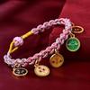 Adjustable Rope Bracelet Colorful Woven Handchain Five Way God of Wealth Bangle