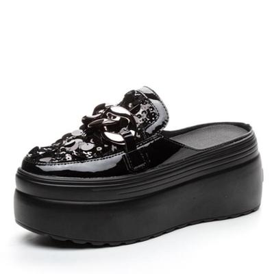 Fashion 8cm Air Mesh Patent Microfiber Leather Women Bling Sandals Shoes High Brand Fashion Casual Platform Wedge Slippers Summer